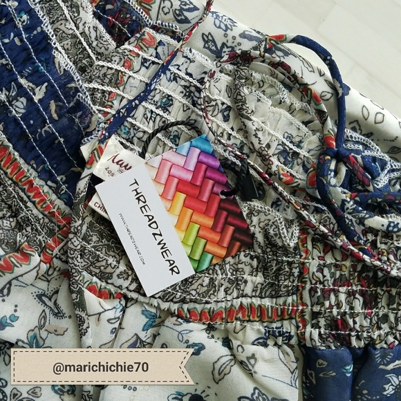 NWT Navy Mix Patch Print Dress - Picture 4 of 4